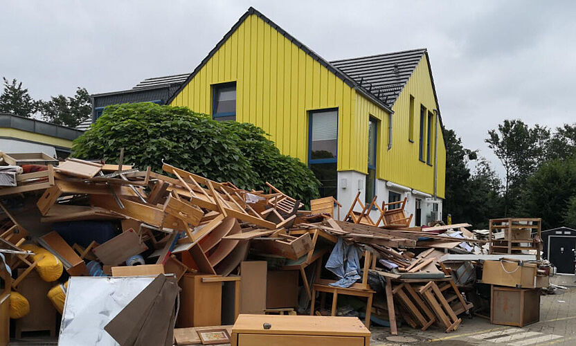 Von der Flut zerstörter Kindergarten in Heimerzheim